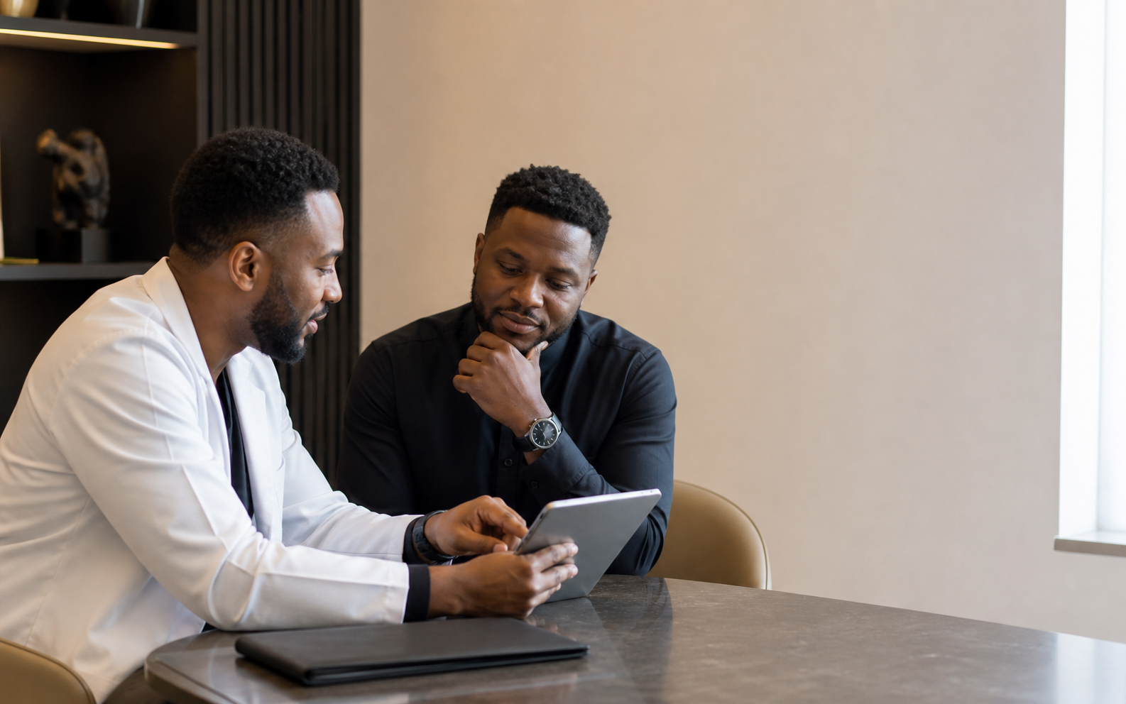 Illustrative cost consultation for a Black Nigerian man considering hair restoration