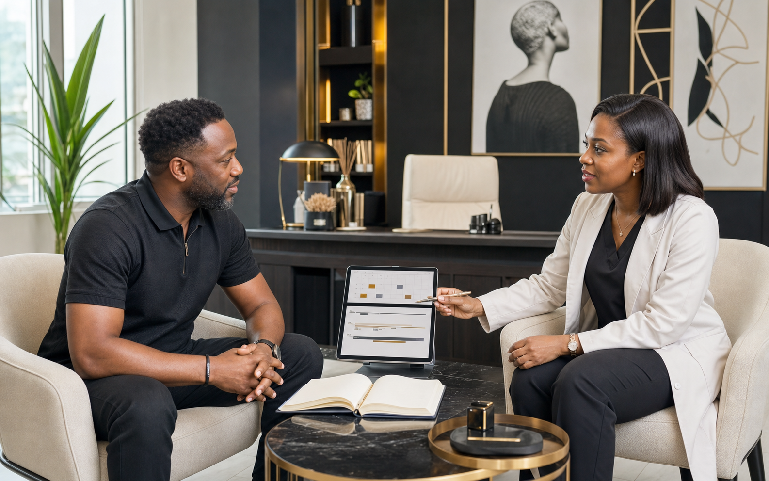Nigerian patient comparing local hair restoration care with overseas travel