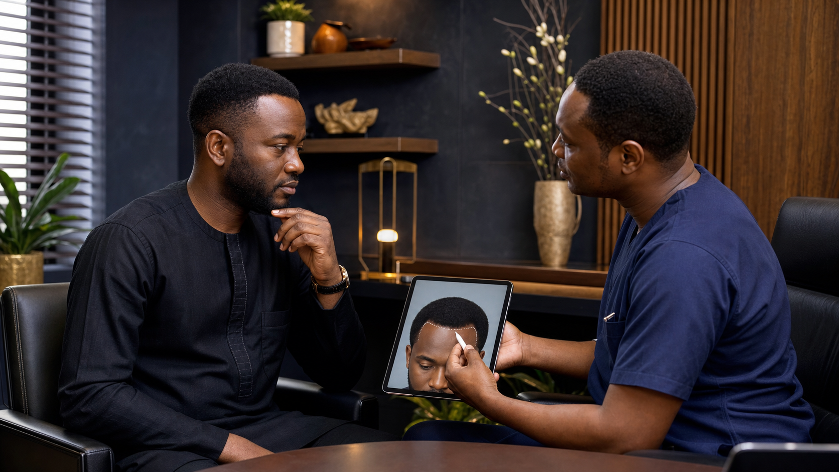 Illustrative natural hairline design consultation