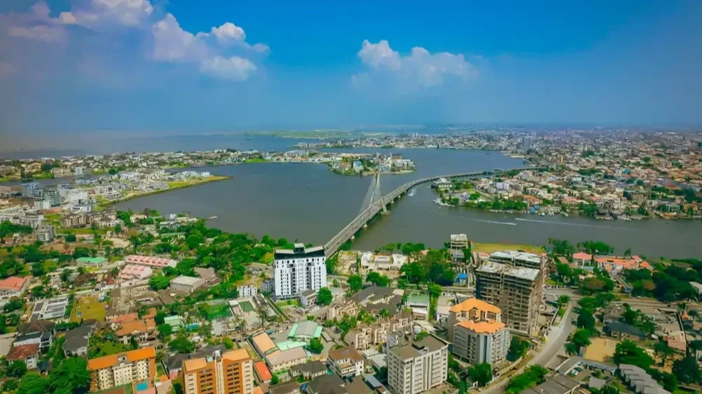 Aerial skyline view of Lagos